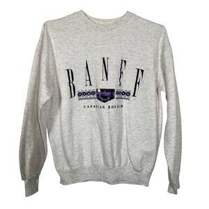 Vintage 90s Banff Canadian Rockies Sweatshirt Creations Fabec Grey Mens Medium